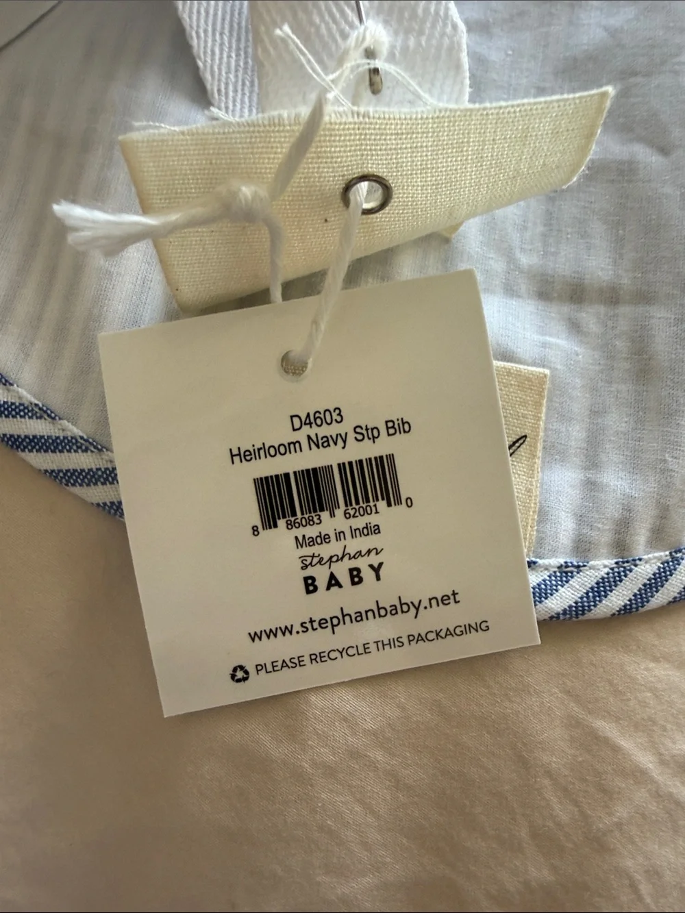 Striped Blue Baby Bib by Stephen Baby